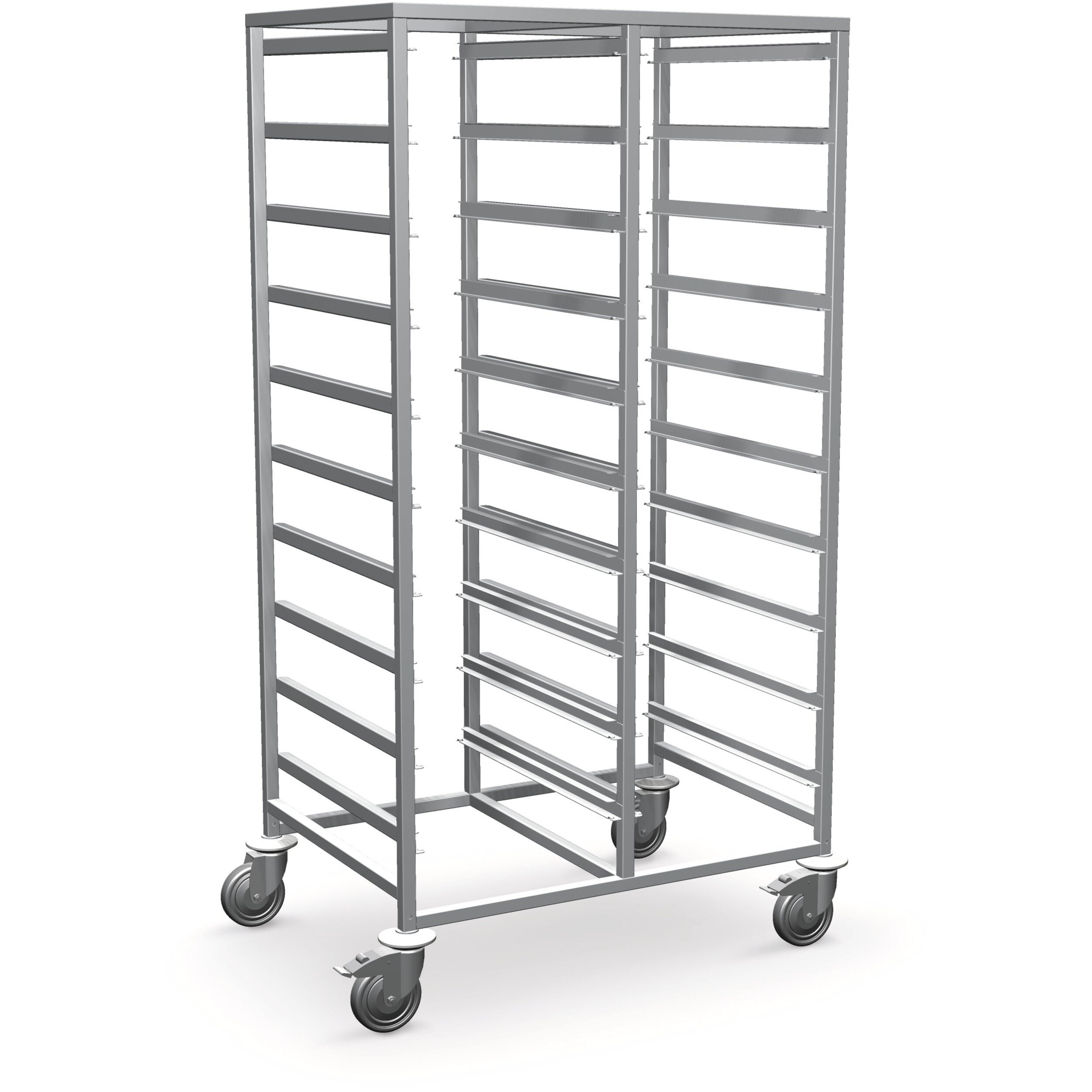 Double-row storage and retrieval trolley